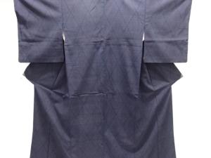 アンティーク　抽象模様織り出し本塩沢着物